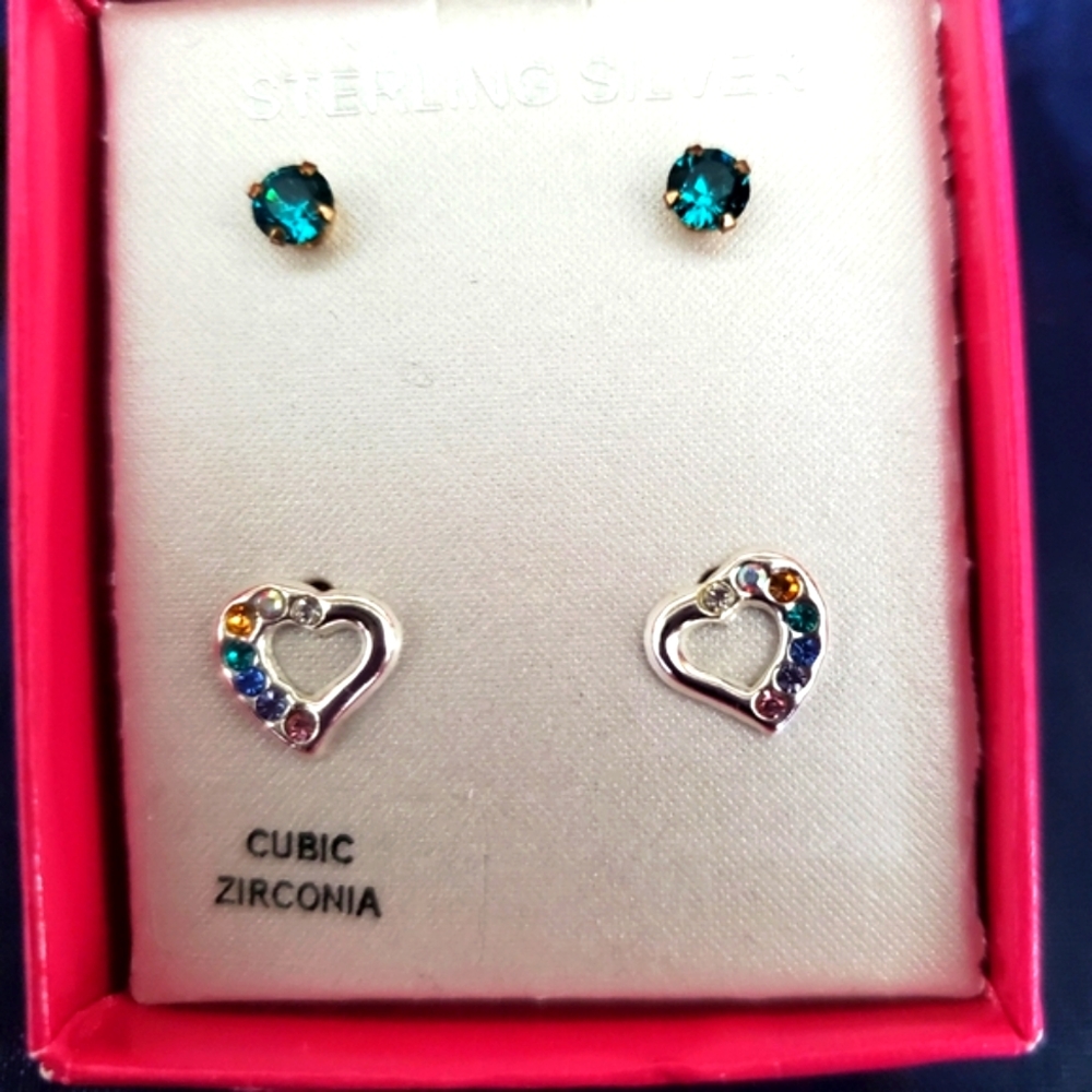 NWT Set of sterling silver Cubic Zirconia earrings